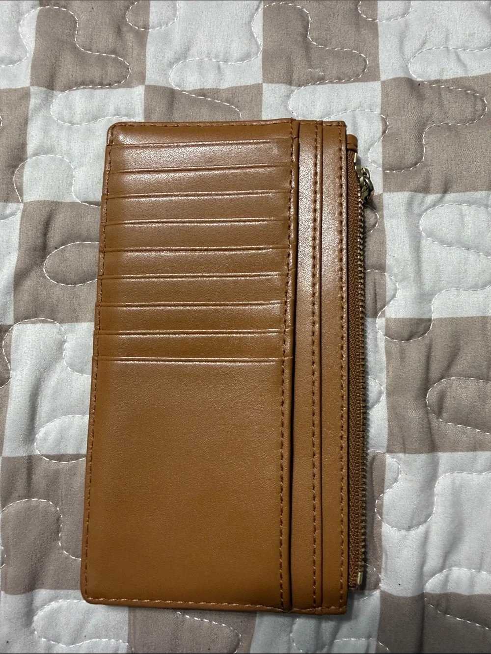 Michael Kors White & Brown Signature Zip Card Case